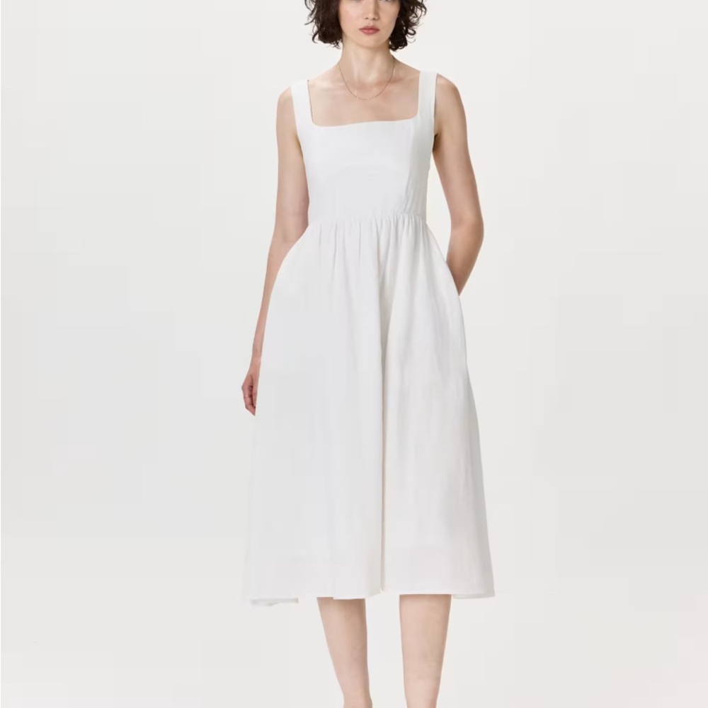 Quince Linen White Sleeveless Dress